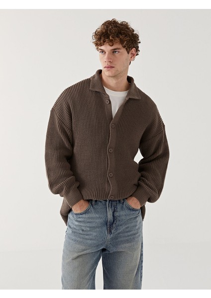 Yeni Sezon Standart Kalıp Polo Yaka Erkek Triko Hırka