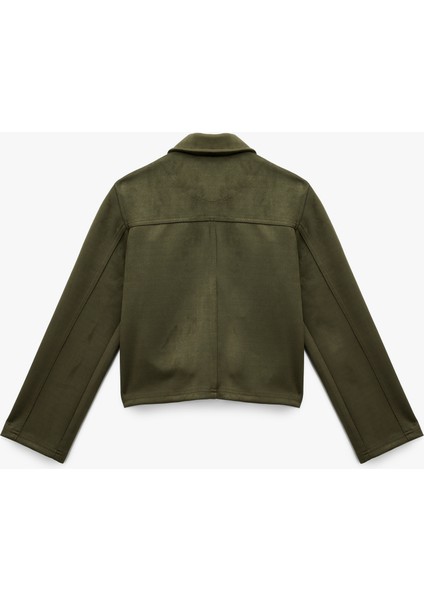 Çıtçıt Düğmeli Cep Detaylı Klasik Yaka Uzun Kollu Suni Süet Gömlek fiyatları