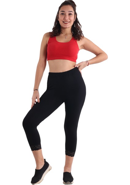 Kadın Dantelli Siyah Renk Kapri (Büyük Beden Seçeneğiyle)