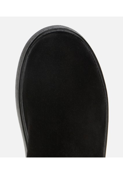 01BOH317830A100 KADIN Süet Deri Siyah Lastik Detaylı Kalın Tabanlı Düz Bot indirimleri