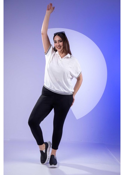 Kadın 1222546 Büyük Beden Cepli Siyah Tayt