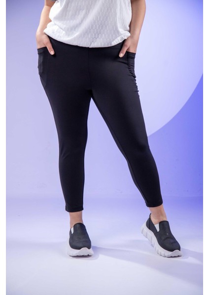 Kadın 1222546 Büyük Beden Cepli Siyah Tayt modelleri