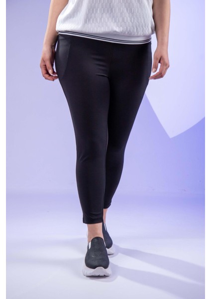 Kadın 1222546 Büyük Beden Cepli Siyah Tayt indirimleri