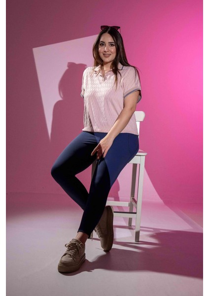 Kadın 1222546 Büyük Beden Cepli Lacivert Tayt