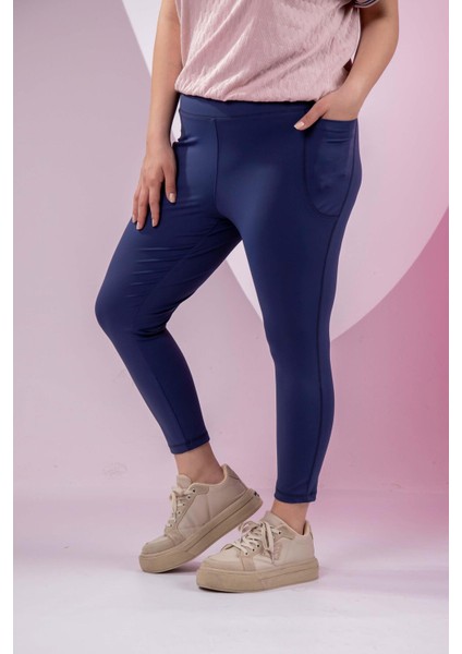 Kadın 1222546 Büyük Beden Cepli Lacivert Tayt fiyatları