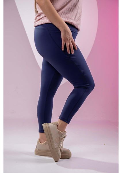 Kadın 1222546 Büyük Beden Cepli Lacivert Tayt