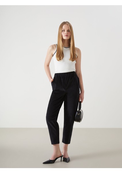 Yeni Sezon Beli Lastikli Kadife Kadın Pantolon
