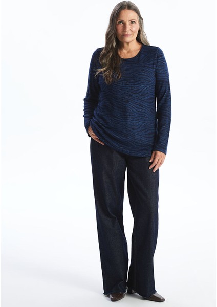 Yeni Sezon Bisiklet Yaka Desenli Uzun Kollu Kadın Bluz modelleri