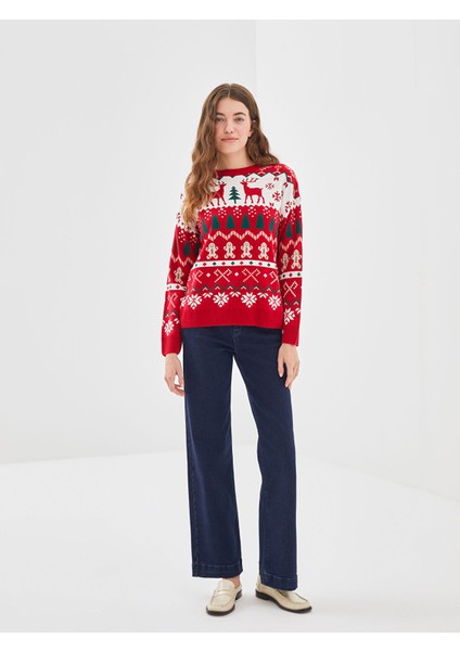 Yeni Sezon Bisiklet Yaka Yılbaşı Temalı Kadın Triko Kazak fiyatları