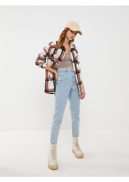 Yeni Sezon Kadın Yüksek Bel Mom Fit Düz Jean Pantolon fiyatları