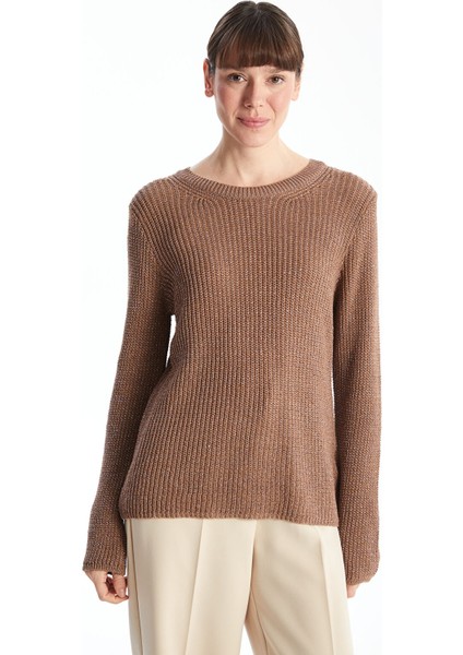 Yeni Sezon Bisiklet Yaka Ajurlu Kadın Triko Kazak