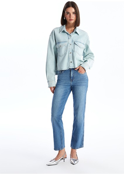 Yeni Sezon Düz Uzun Kollu Crop Kadın Jean Gömlek Ceket fiyatları