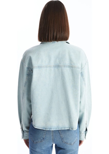 Yeni Sezon Düz Uzun Kollu Crop Kadın Jean Gömlek Ceket fırsatları