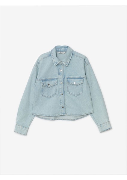 Yeni Sezon Düz Uzun Kollu Crop Kadın Jean Gömlek Ceket indirimleri