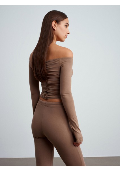 32089 Omuzları Açık Büzgülü Top-Vizon fiyatları