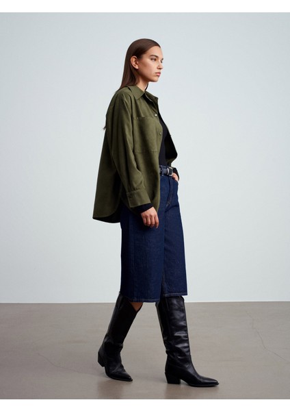 50532 Çıtçıtlı Süet Gömlek-Çağla