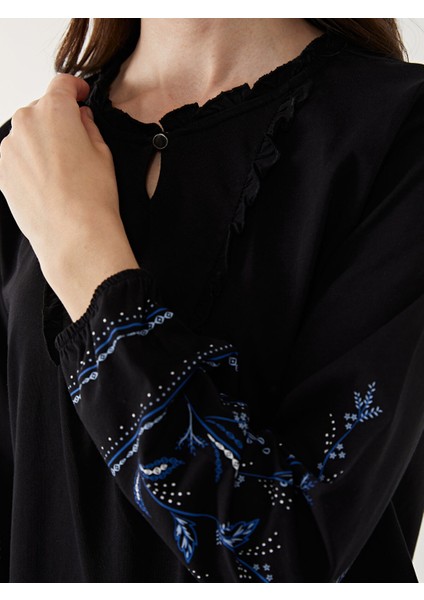 Yeni Sezon Bağlamalı Yaka Desenli Kadın Bluz fırsatları