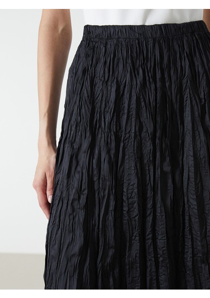 Yeni Sezon Beli Lastikli Saten Kadın Etek modelleri