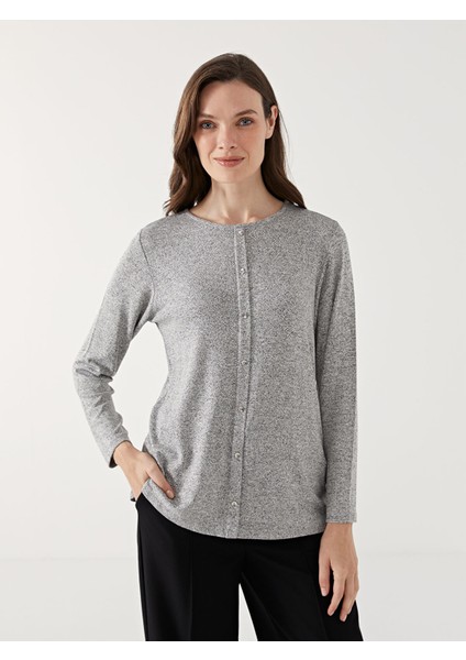 Yeni Sezon Bisiklet Yaka Taşlı Kadın Bluz