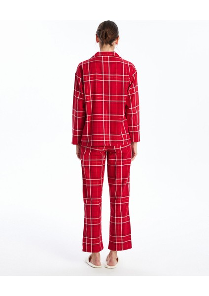 Yeni Sezon Gömlek Yaka Ekose Kadın Pijama Takımı modelleri