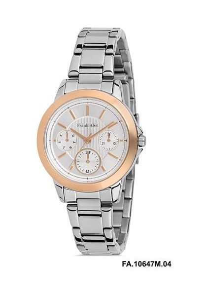 Kadın Kol Saati Altın ve Gümüş Renk, Gümüş Kadran - Şık Metal Kordon, 2 Yıl Garantili