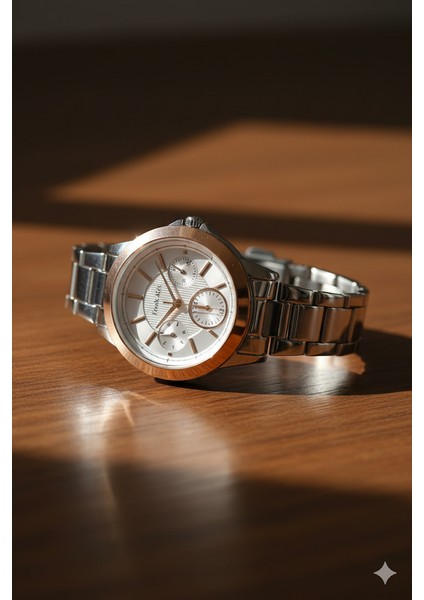 Kadın Kol Saati Altın ve Gümüş Renk, Gümüş Kadran - Şık Metal Kordon, 2 Yıl Garantili fiyatları