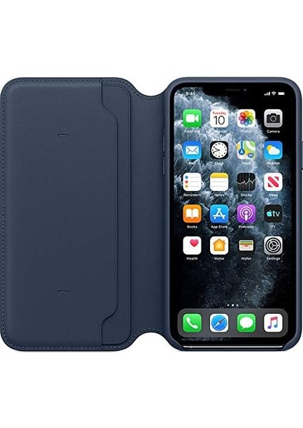11 Pro Max Için Deri Folyo Kılıf - Derin Mavi modelleri