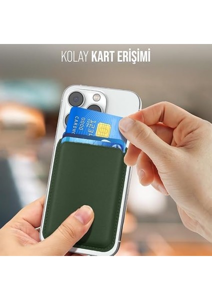 ile Uyumlu Özellikli Deri Cüzdan 15 Pro Max/15 /15 Pro/15, 14 Pro Max/14 /14 Pro/14, 13 Pro Max/13 Pro/13, 12 Pro Max/12 Pro/12 (Yeşil) modelleri