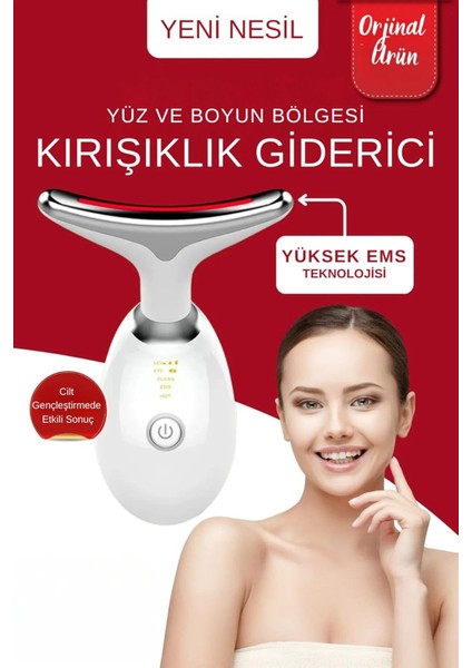 Vooka Yüz ve Boyun Kırşıklık Giderici Ems Güzellik Cihazı Gıdık Sarkma Kırışıklık 3 Modlu