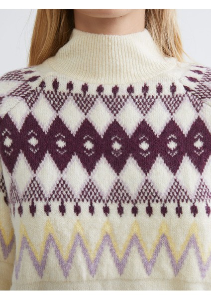 Yeni Sezon Yarım Balıkçı Yaka Desenli Kadın Triko Kazak modelleri