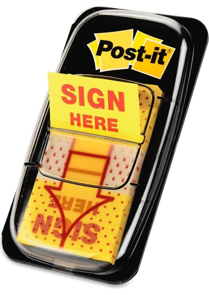 Mesaj "sign Here" Bayrakları Değer Paketi, 50/dispenser, 12 Dispenser/paket, 1" Geniş, Sarı (680-SH12)