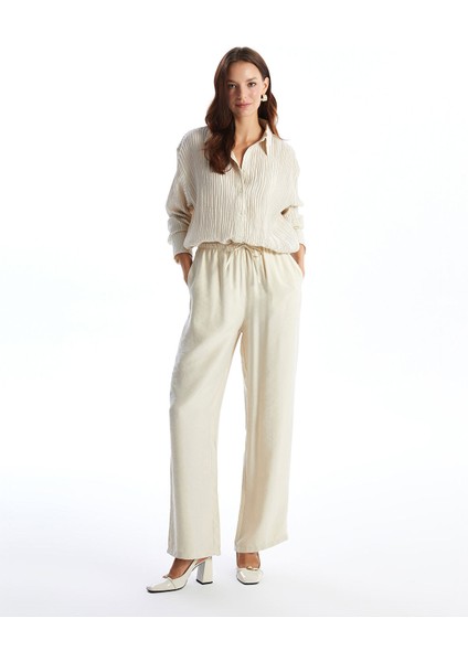 Yeni Sezon Kadın Beli Lastikli Düz Pantolon