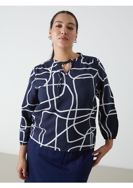 Yeni Sezon Bağlamalı Yaka Desenli Kadın Bluz fiyatları