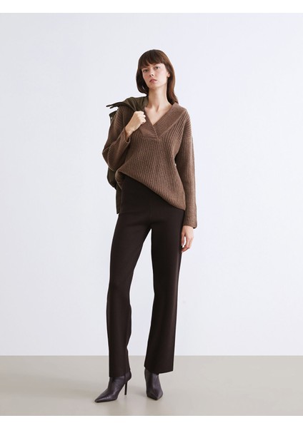 Yeni Sezon Beli Lastikli Kadın Triko Pantolon