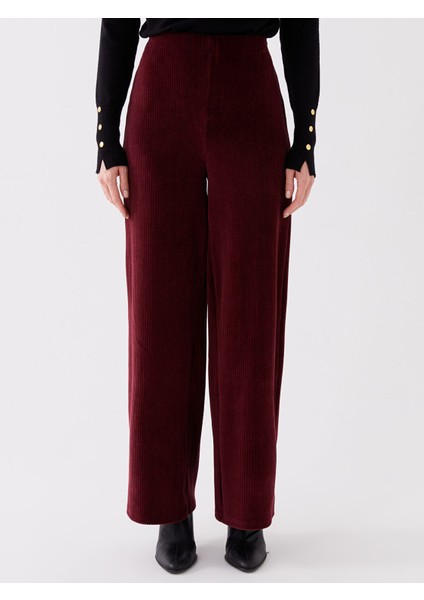 Yeni Sezon Standart Fit Geniş Paça Kadife Kadın Pantolon modelleri