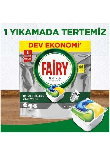 Fairy Platinum Bulaşık Makinesi Deterjanı Kapsülü/tableti 96 Yıkama Limon Kokulu fiyatları