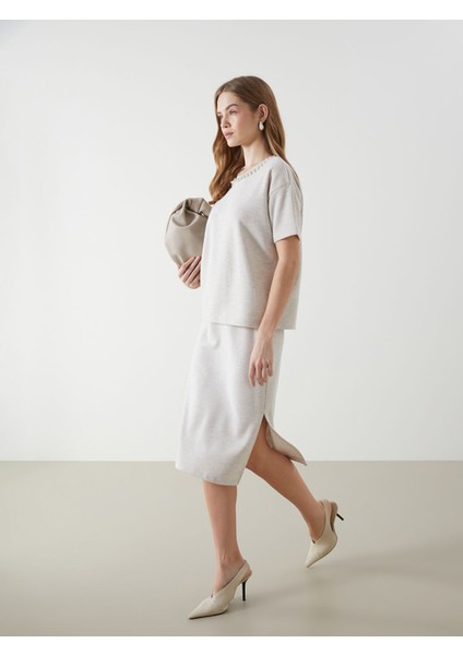 Yeni Sezon Beli Lastikli Dar Fit Kadın Triko Etek