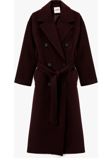 Kemerli Kaban Kaşe Kruvaze Cepli Uzun Kollu