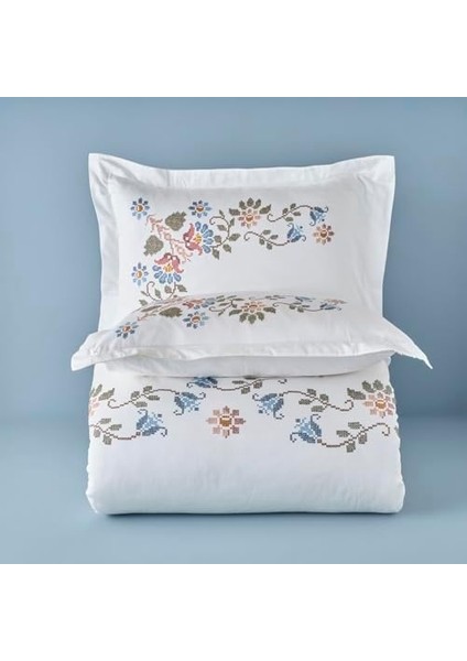 Çiçek DESENLI%100 Pamuk Nevresim Seti, Beyaz, Çift Kişilik (Nevresim: 200X220 cm / 2 Adet Yastık Kılıfı: 50X70 Cm) fiyatları