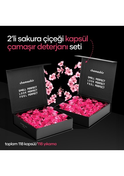 2'li Set Japanese Sakura Kokulu Kapsül Çamaşır Deterjanı (59 Yıkama) - Renkliler ve Beyazlar Için