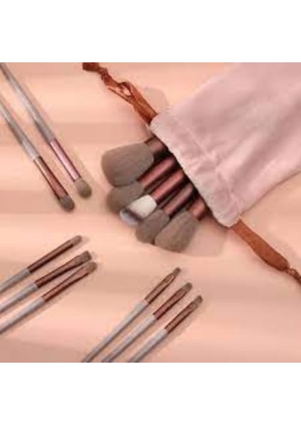 Profesyonel Kahverengi 13’lü Makyaj Fırça Seti – Yumuşak Sentetik Kıllar, Fondöten, Pudra, Allık, Far ve Kontür Için Eksiksiz Set