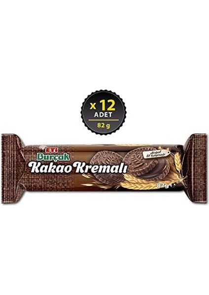Eti Burçak Kakao Kremalı Yulaflı Bisküvi 82 G x 18 Adet