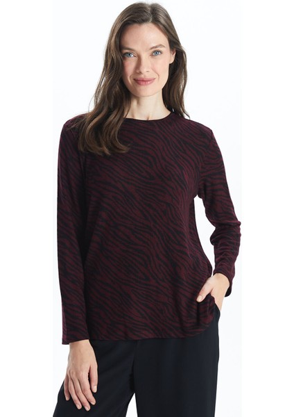 Yeni Sezon Bisiklet Yaka Desenli Kadın Bluz