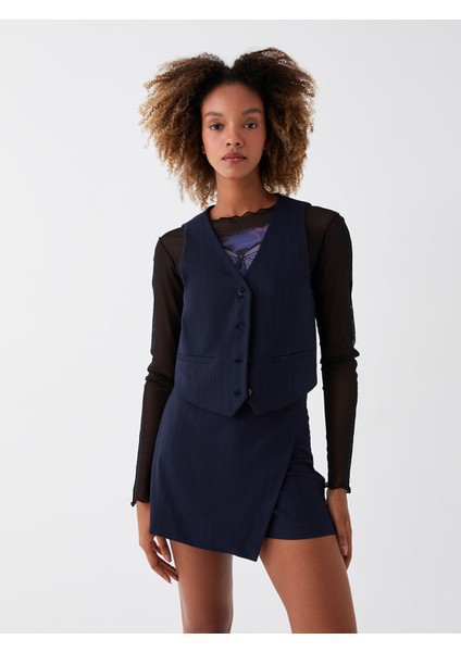 Yeni Sezon V Yaka Çizgili Kadın Klasik Yelek fiyatları