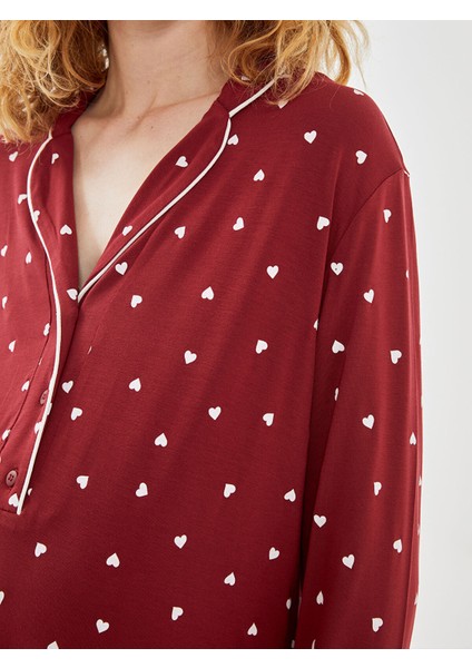 Yeni Sezon Gömlek Yaka Puantiyeli Hamile Gecelik modelleri