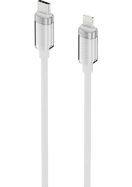 Hkm Tech Knıt Glam 30W Hızlı Şarj Destekli, Type-C To Lightning Şarj ve Data Aktarım Kablosu, 1 Metre, Beyaz