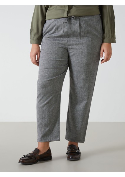 Yeni Sezon Beli Lastikli Ekose Kadın Pantolon modelleri