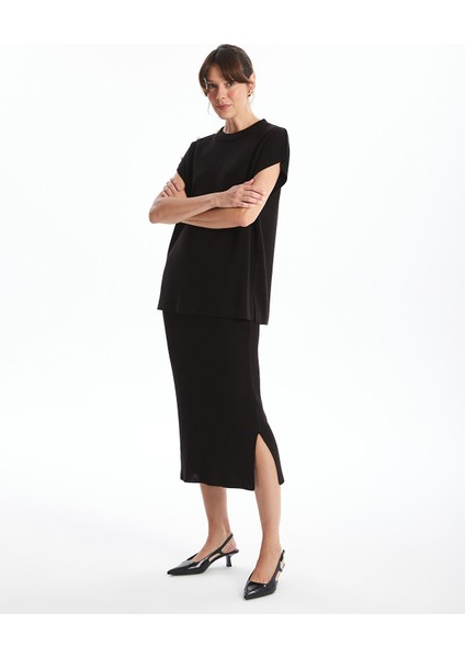 Yeni Sezon Beli Lastikli Kadın Triko Etek