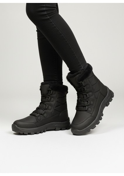 Snora Termal Taban Kürklü Kadın Kar Botu, Su Geçirmez Kalın Taban Kışlık Outdoor Bot