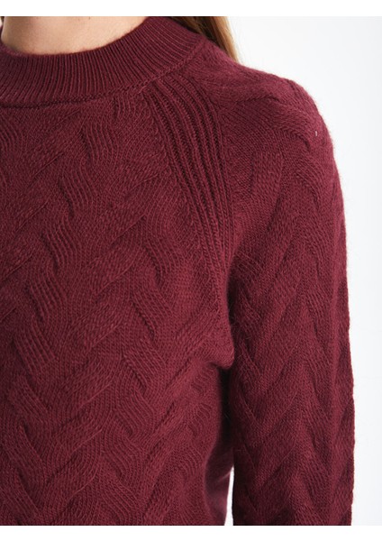 Yeni Sezon Bisiklet Yaka Kendinden Desenli Kadın Triko Kazak modelleri